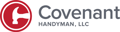 Covenant Handyman LLC logo features a white hammer in a red circle beside the company name in gray text, representing a professional handyman in Fountain Inn.